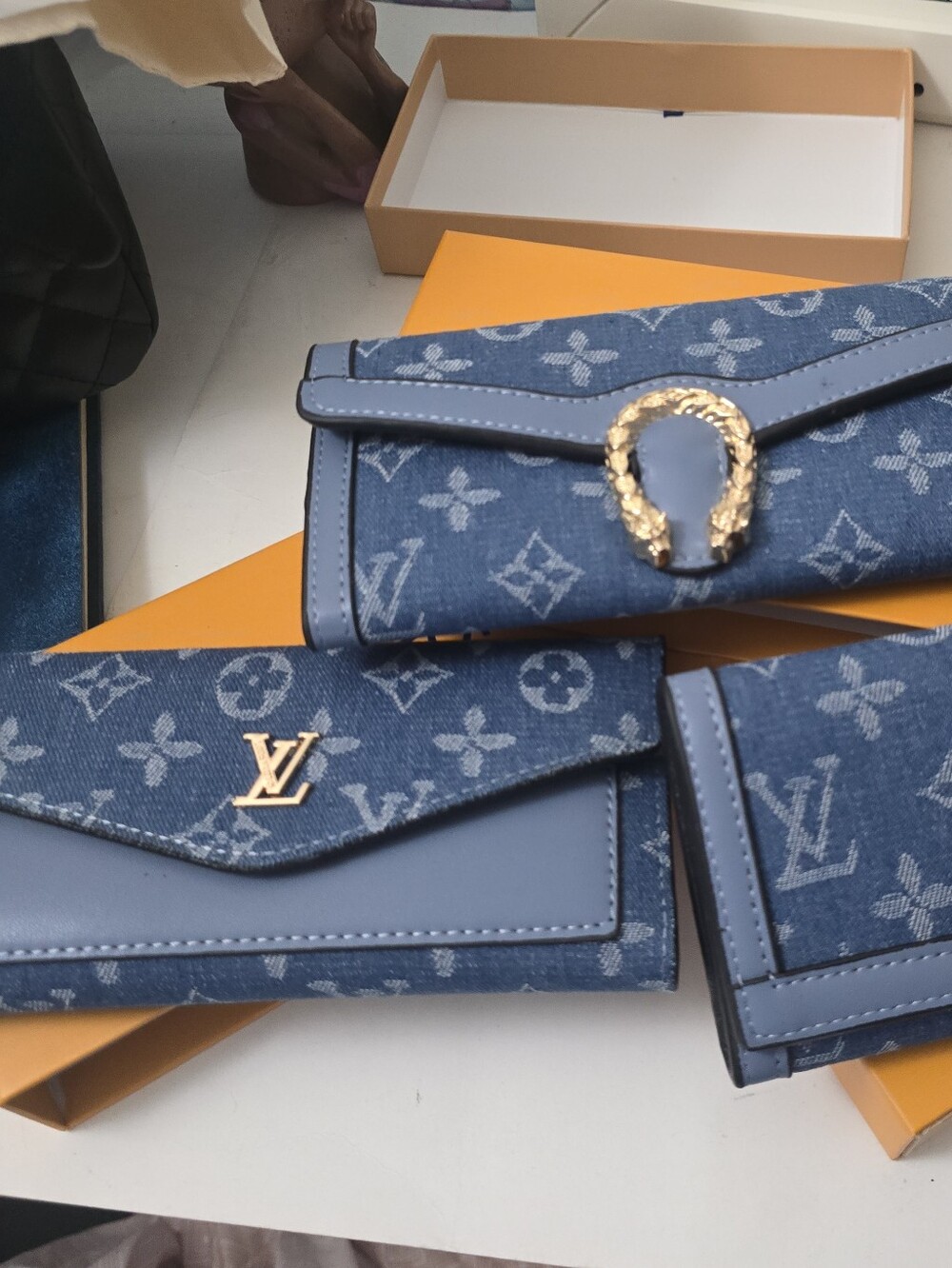 LVOU Designer Denim Snap Wallet